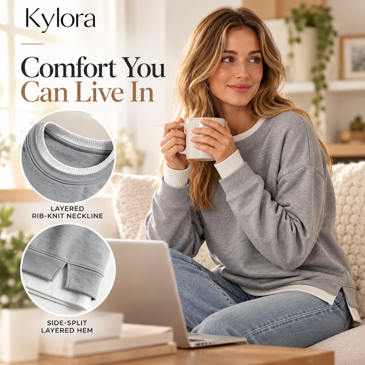 Aavello™ Kerroksellinen tilkkutyylinen collegepaita
