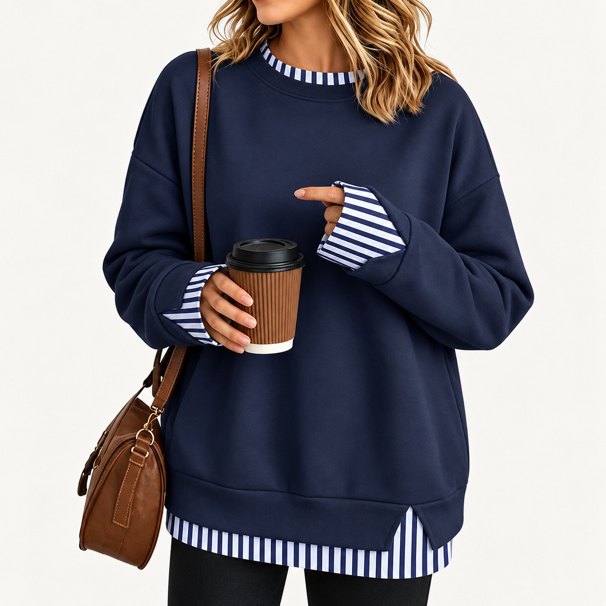 Aavello™ Kerroksellinen tilkkutyylinen collegepaita